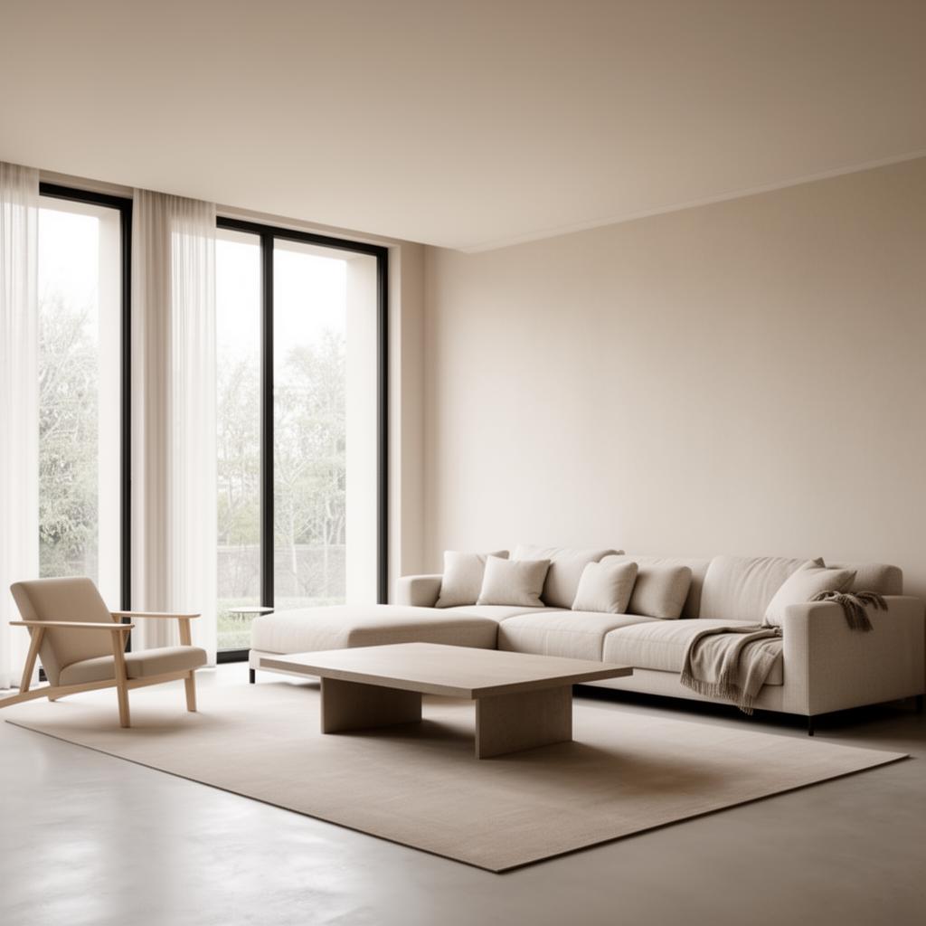 A minimalist living room interior